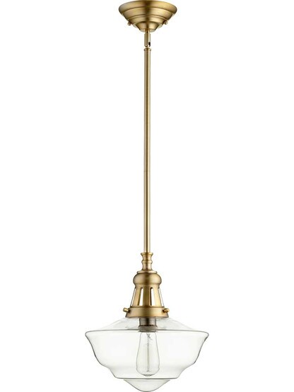 School House 12 inch Mini Pendant in Aged Brass.